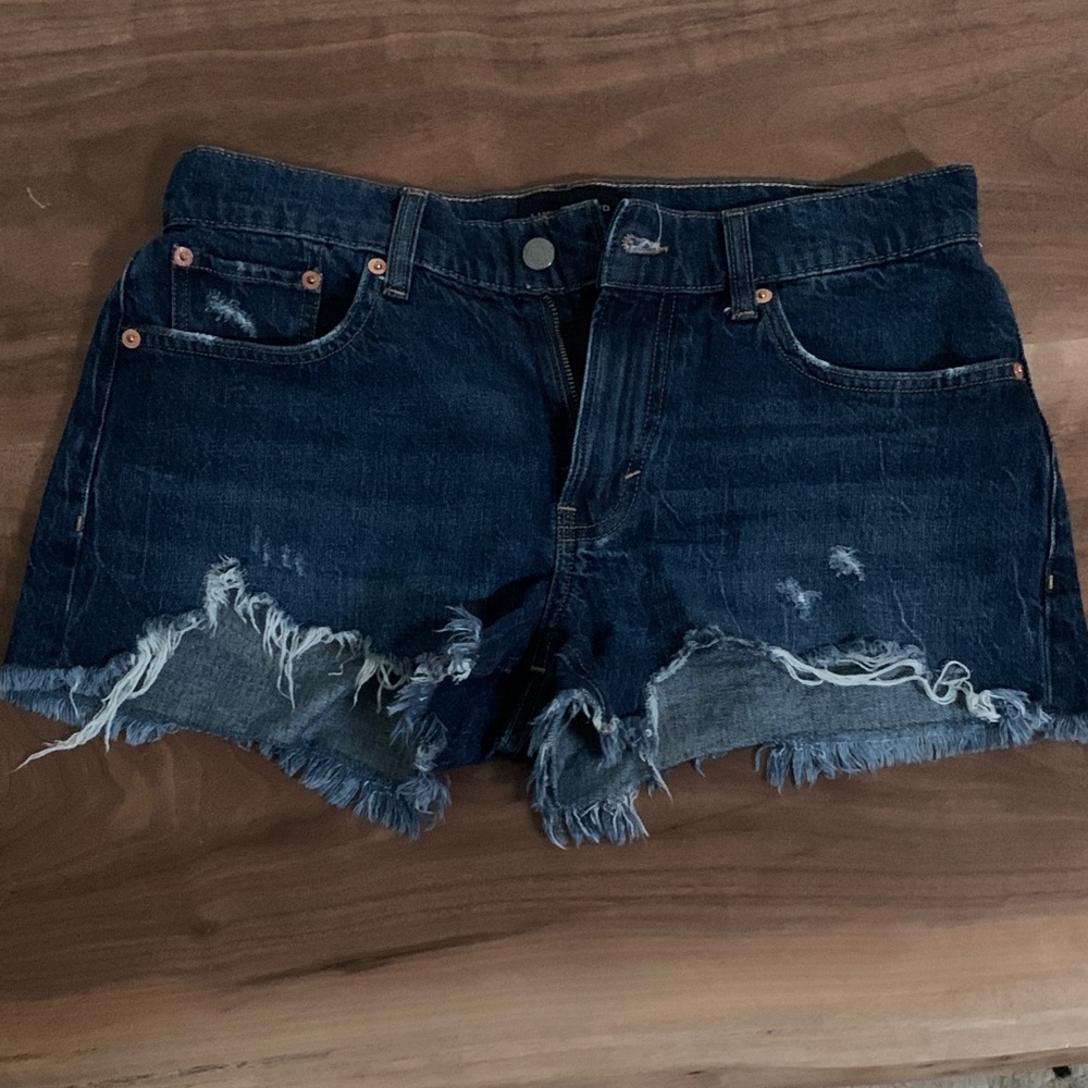 Lucky Brand Mid Rise Boy Dark Distressed Jean Shorts